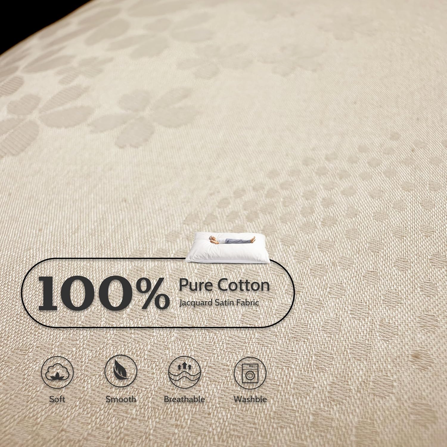 WOWMAX Cotton Pillow Cases——Lightbeige