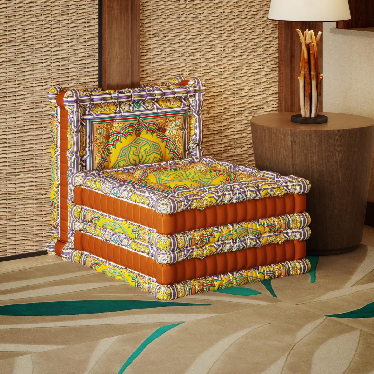 WOWMAX Floor Sofa Couch Boho – Arabian Orange