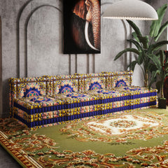 WOWMAX Floor Sofa Couch Boho – Arabian Blue