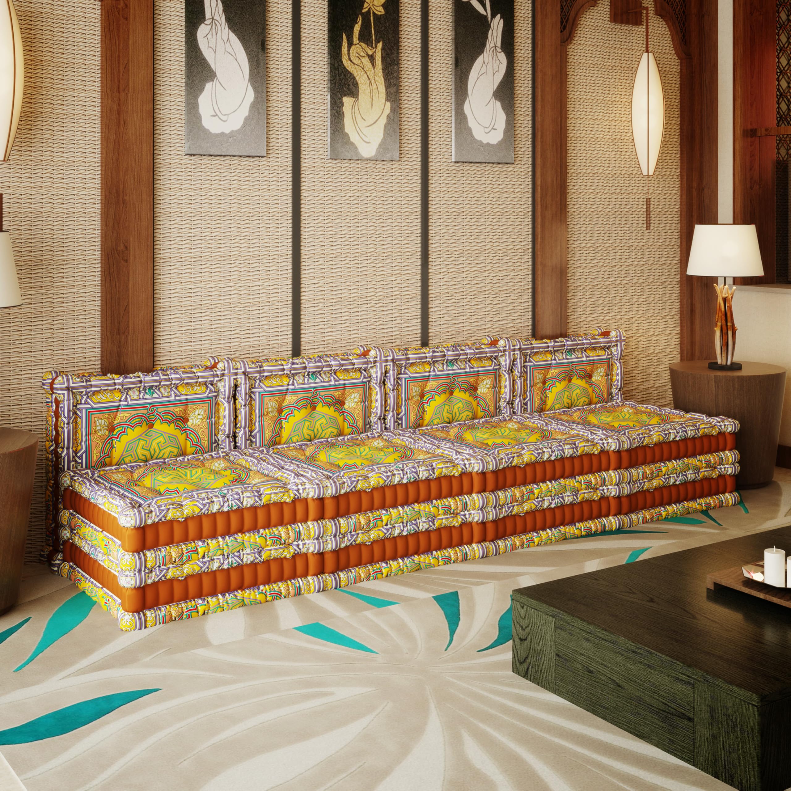 WOWMAX Floor Sofa Couch Boho – Arabian Orange