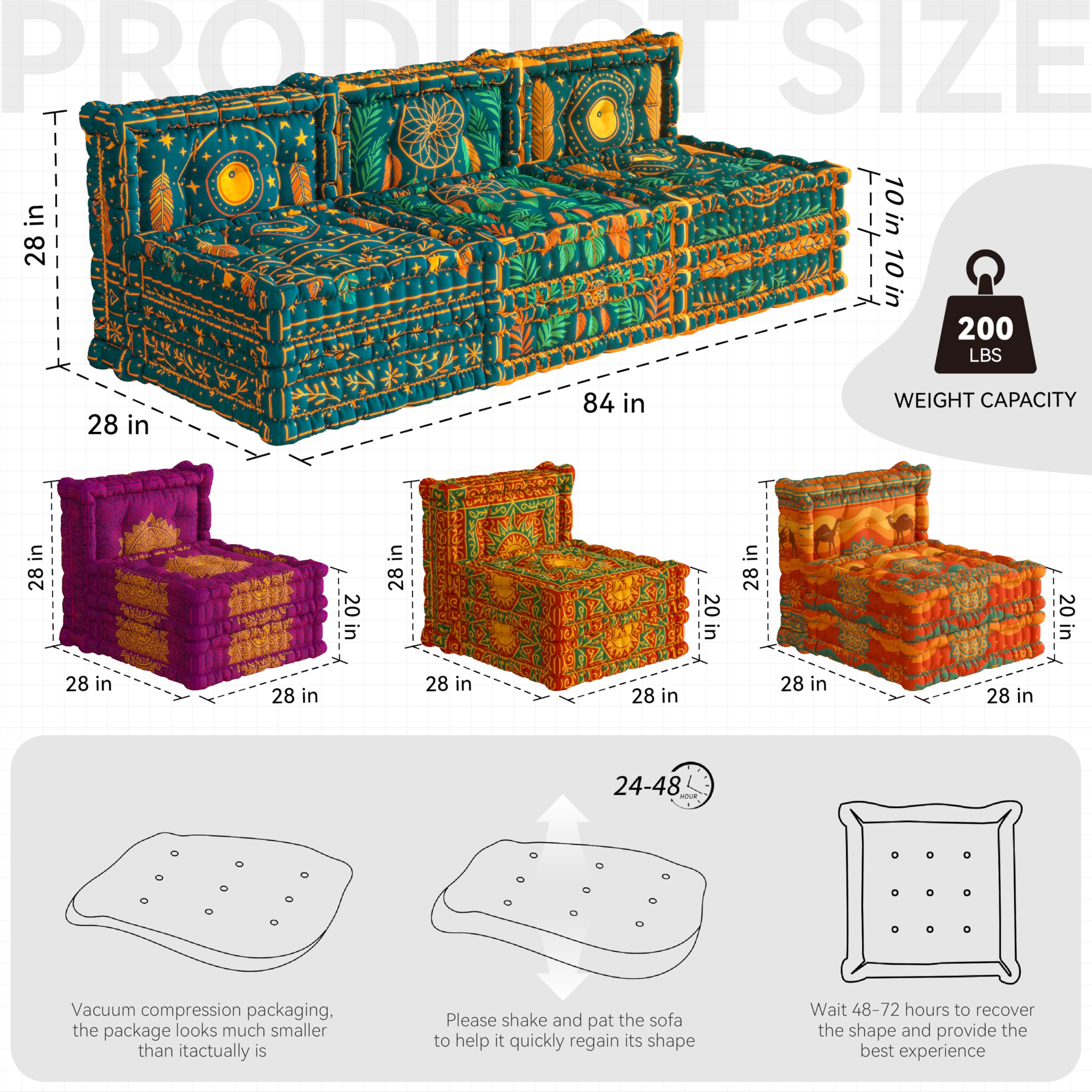 WOWMAX Floor Sofa Couch Boho – Arabian Red