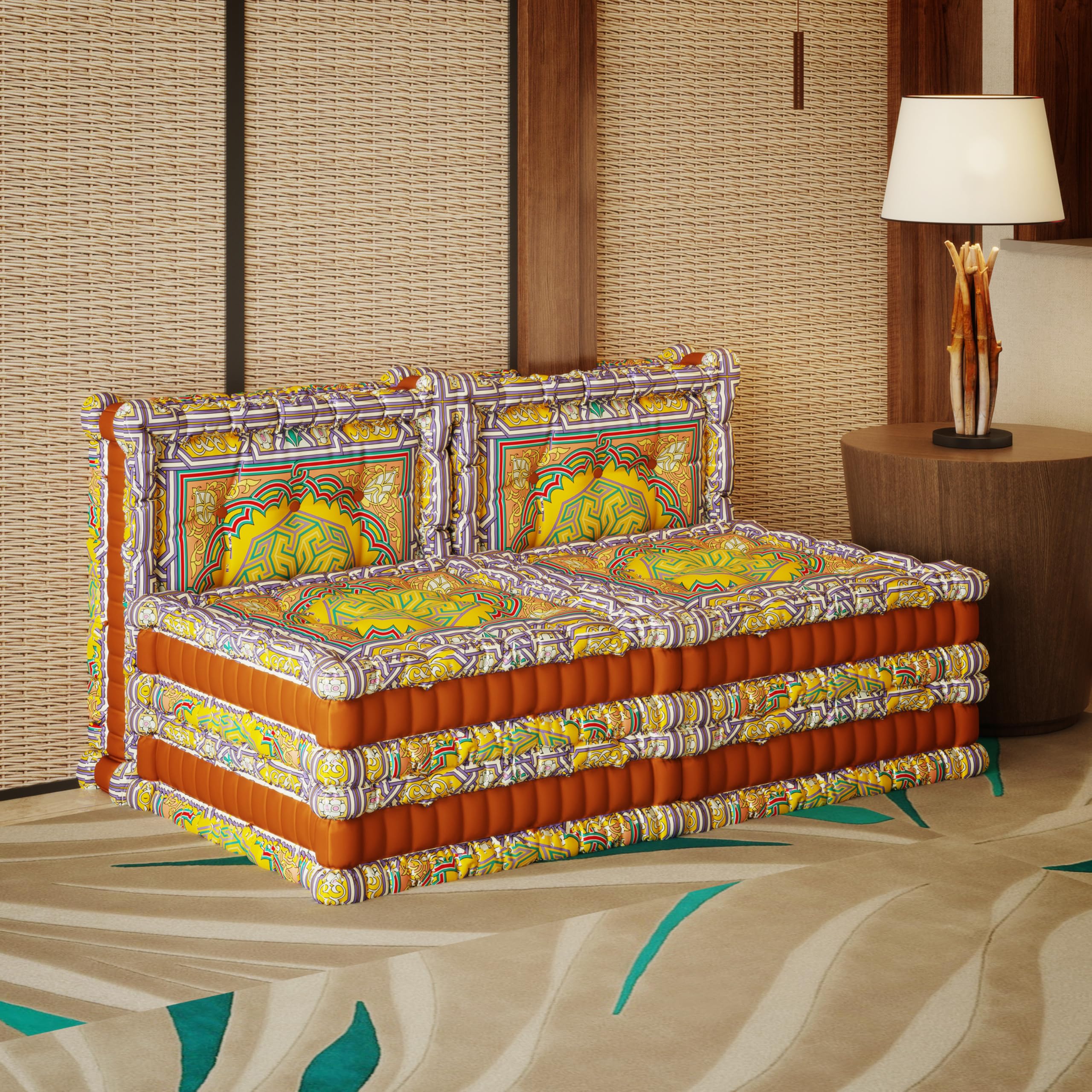 WOWMAX Floor Sofa Couch Boho – Arabian Orange