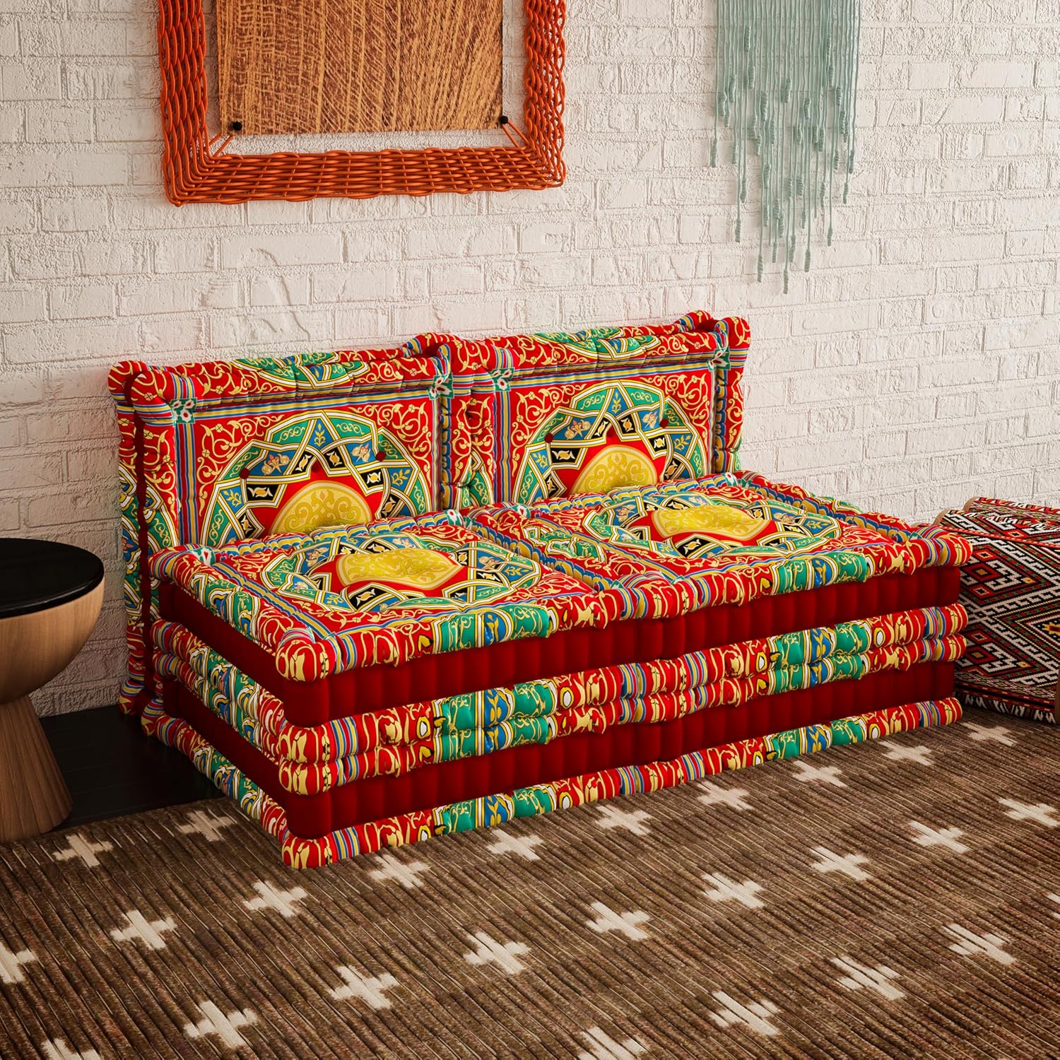 WOWMAX Floor Sofa Couch Boho – Arabian Red