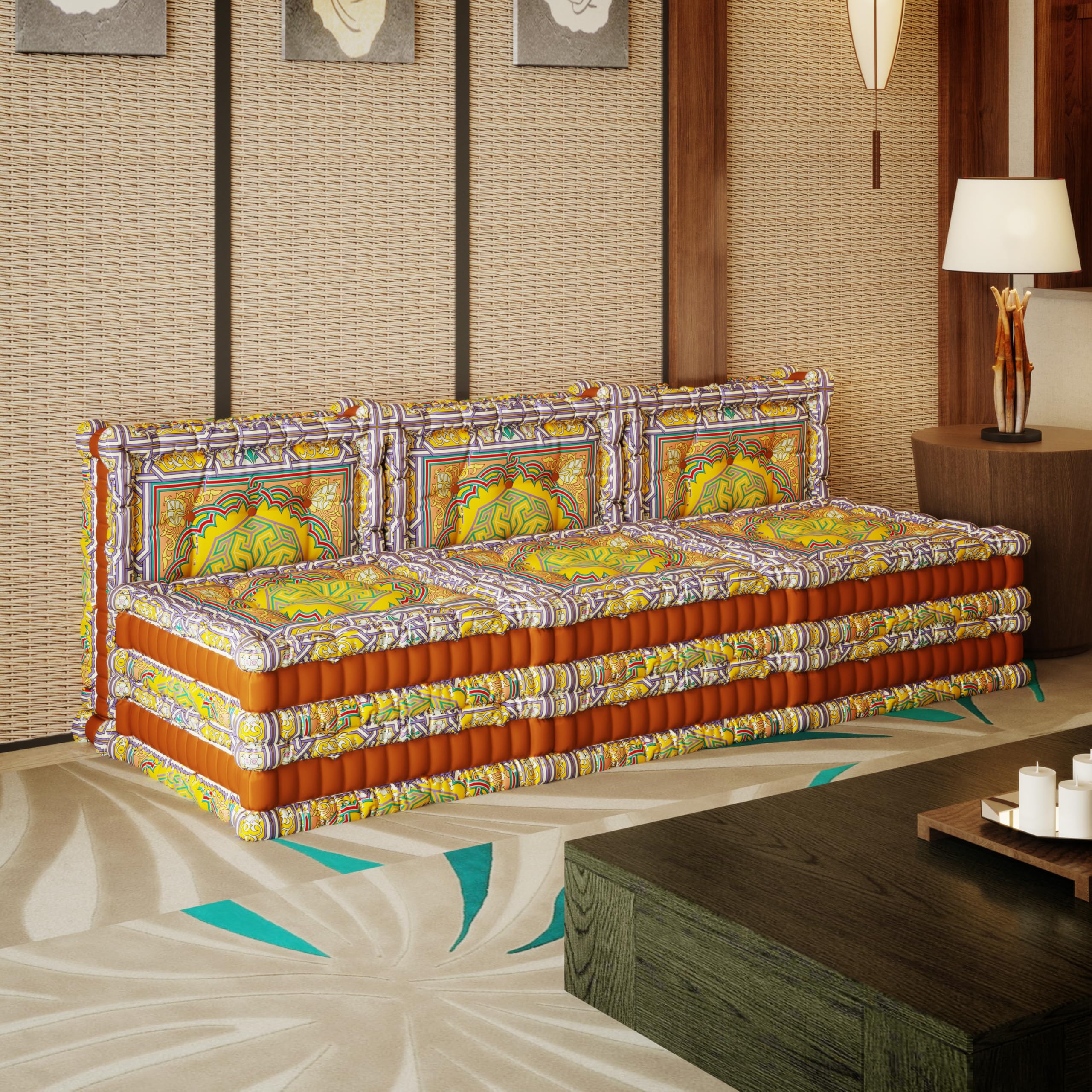 WOWMAX Floor Sofa Couch Boho – Arabian Orange