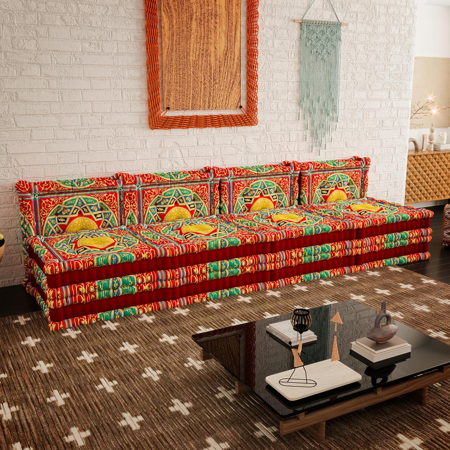 WOWMAX Floor Sofa Couch Boho – Arabian Red