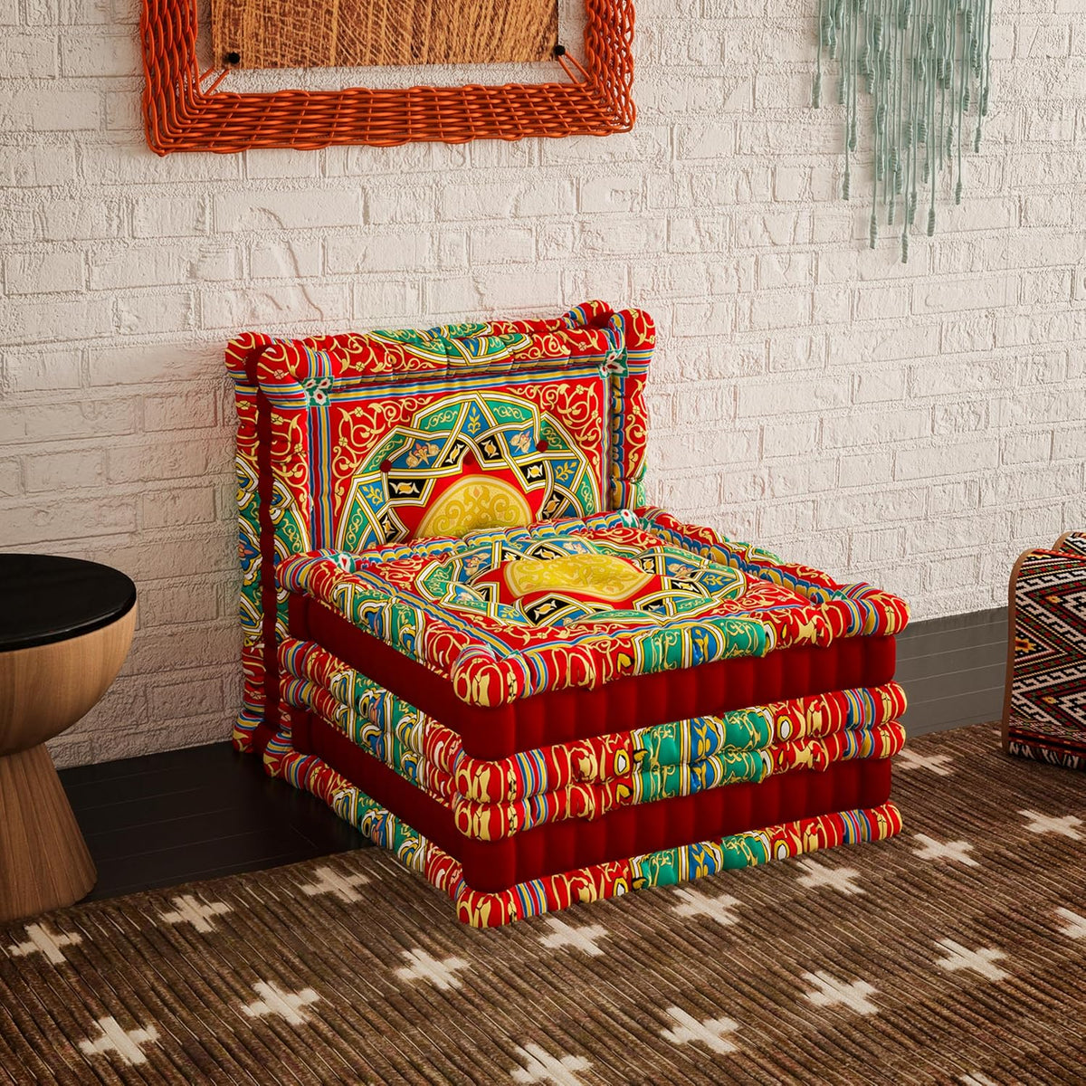 WOWMAX Floor Sofa Couch Boho – Arabian Red
