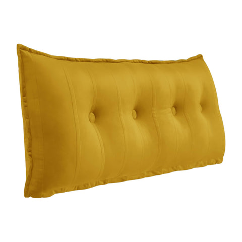 Rectangular Headboard Reading Body Velvet (100% Cotton)——Yellow