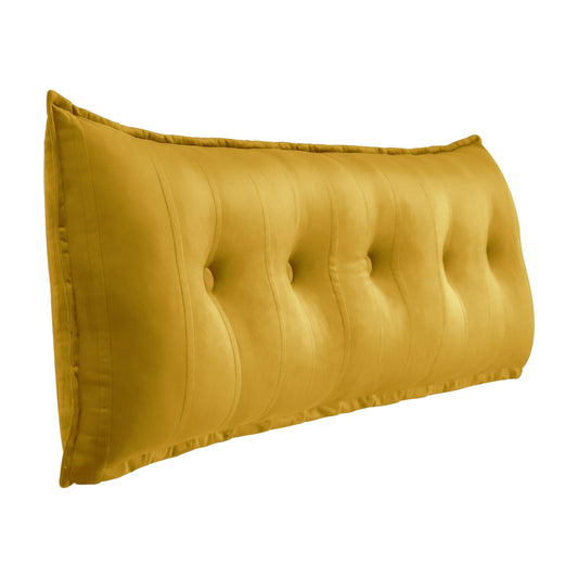 Rectangular Headboard Reading Body Velvet (100% Cotton)——Yellow