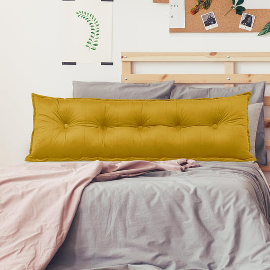 Rectangular Headboard Reading Body Velvet (100% Cotton)——Yellow