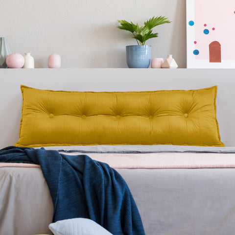 Rectangular Headboard Reading Body Velvet (100% Cotton)——Yellow