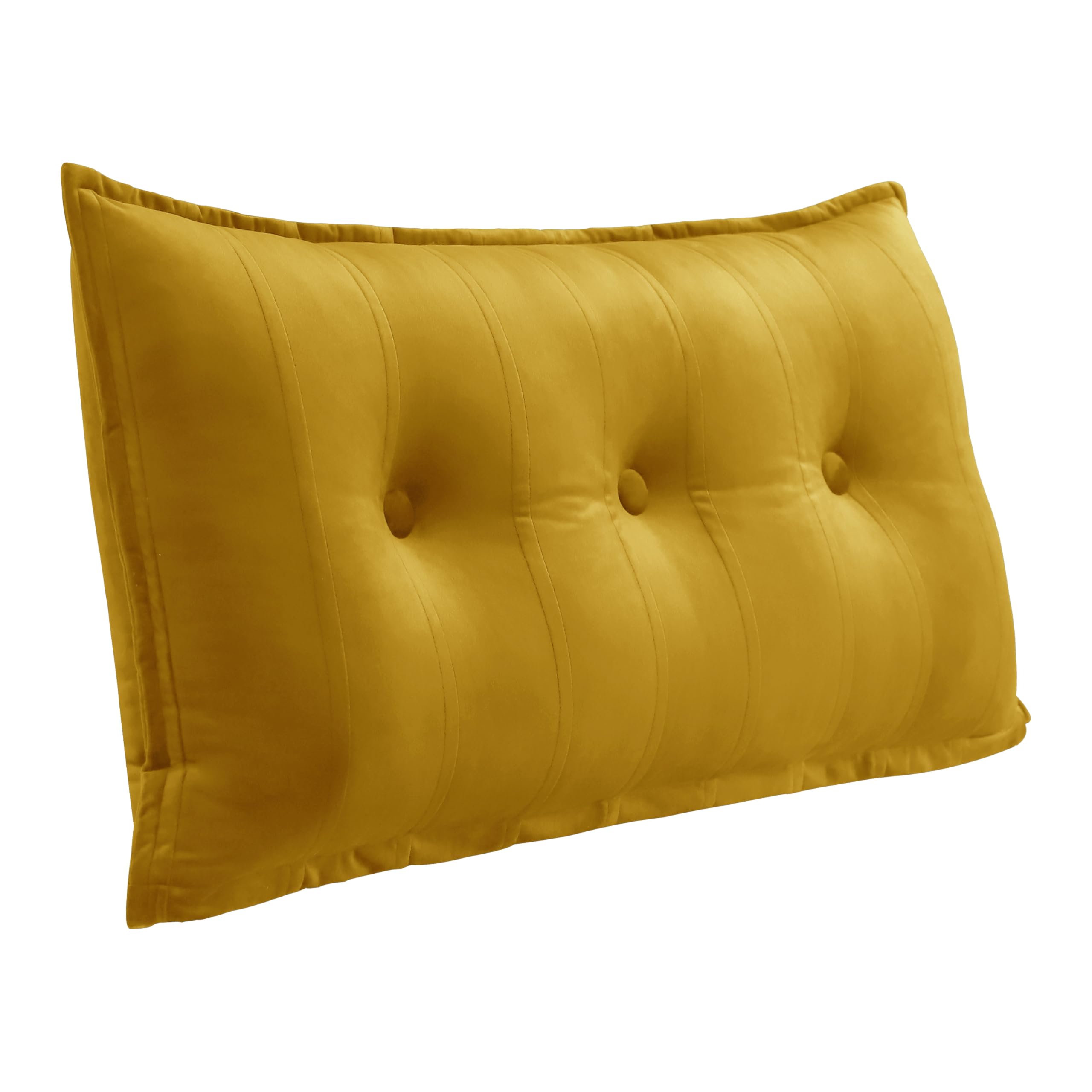 Rectangular Headboard Reading Body Velvet (100% Cotton)——Yellow