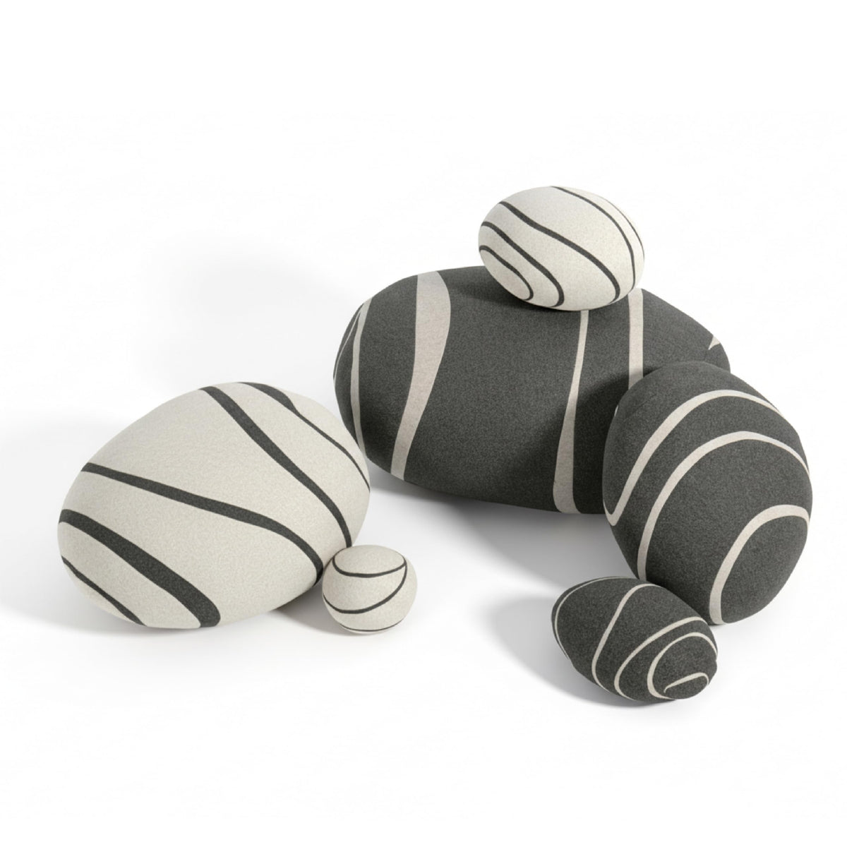 3D Curve Living Stones Pillows 6 Mix Sizes Stuffed Pillows Big Rock Pillows