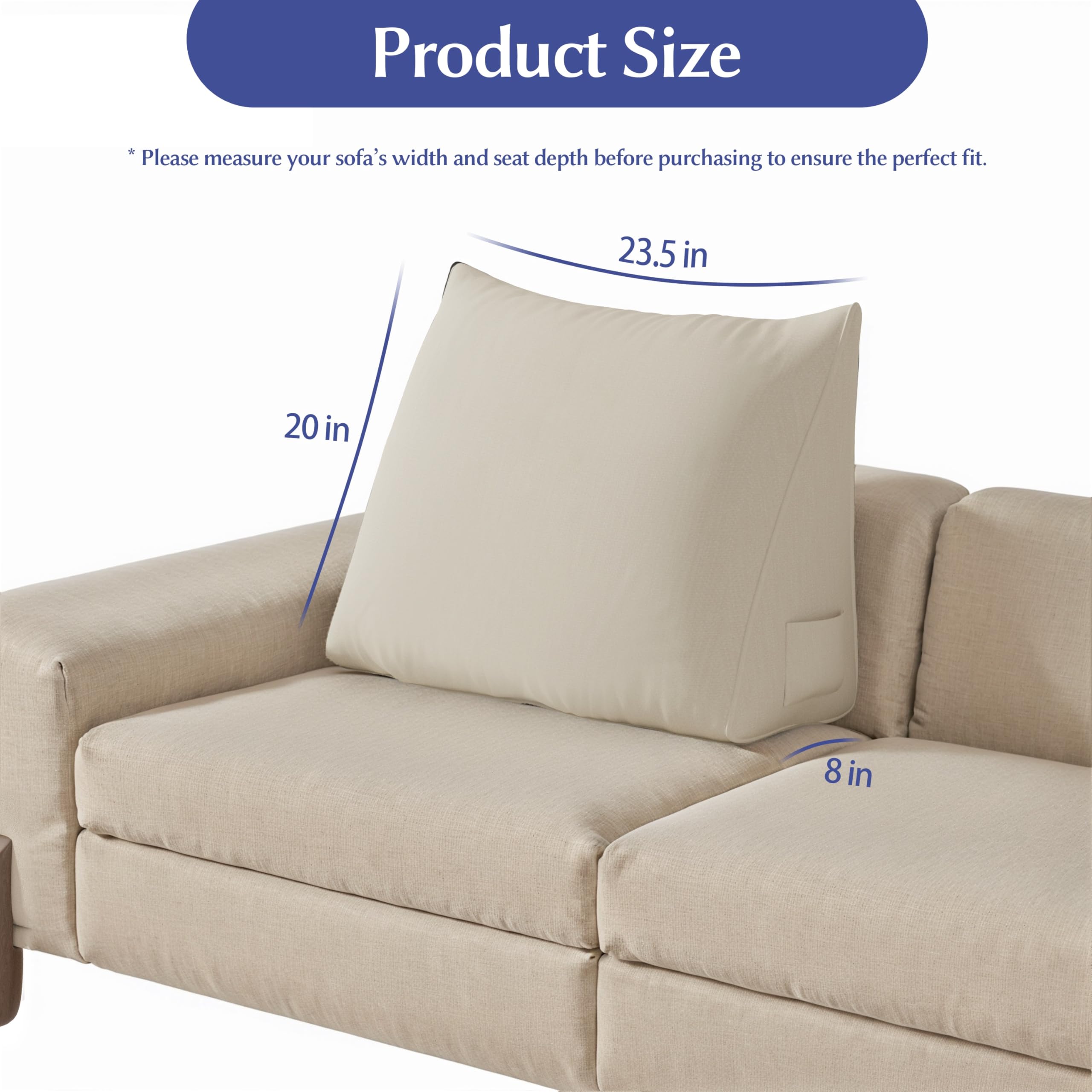 Back Pillow for Bed Sitting up, 80% Cotton 20% Linen  Blend