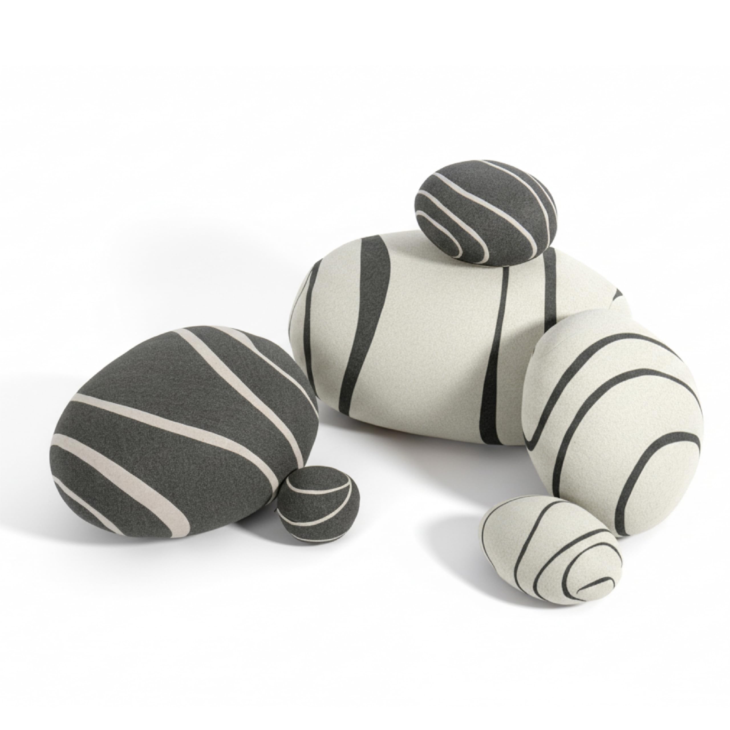 3D Curve Living Stones Pillows 6 Mix Sizes Stuffed Pillows Big Rock Pillows