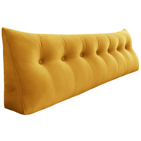 Large Bolster Triangular Backrest Reading Pillow Velvet— Yellow