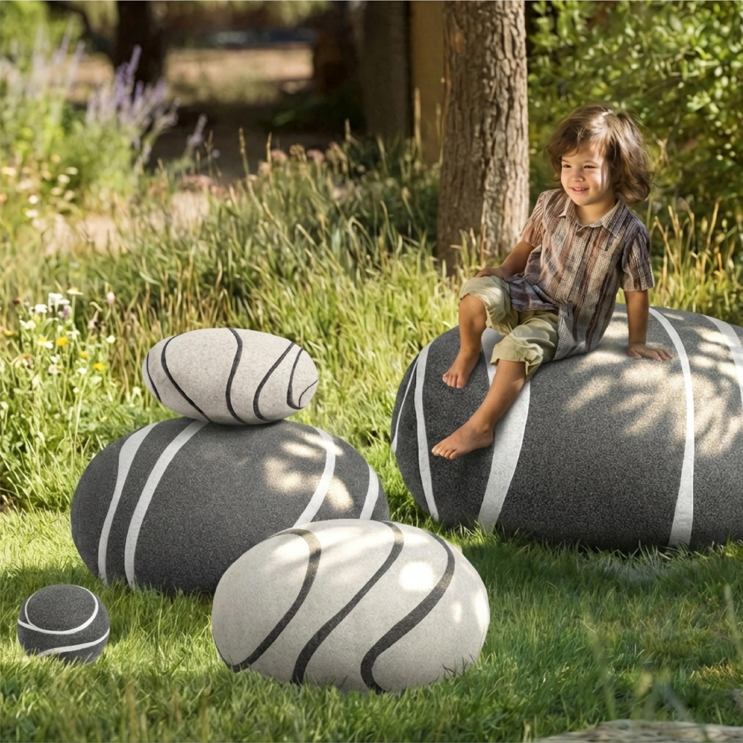 3D Curve Living Stones Pillows 6 Mix Sizes Stuffed Pillows Big Rock Pillows