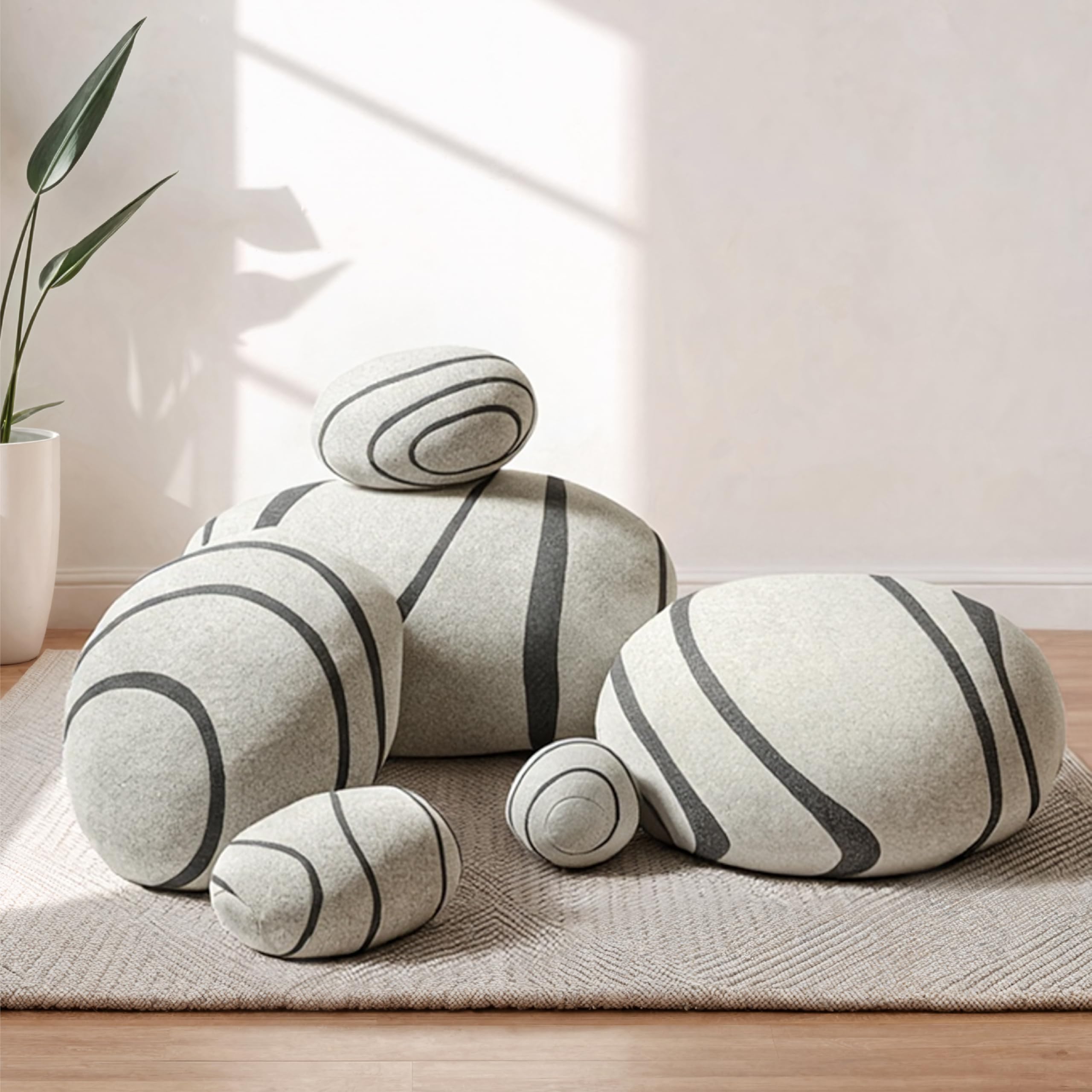 3D Curve Living Stones Pillows 6 Mix Sizes Stuffed Pillows Big Rock Pillows