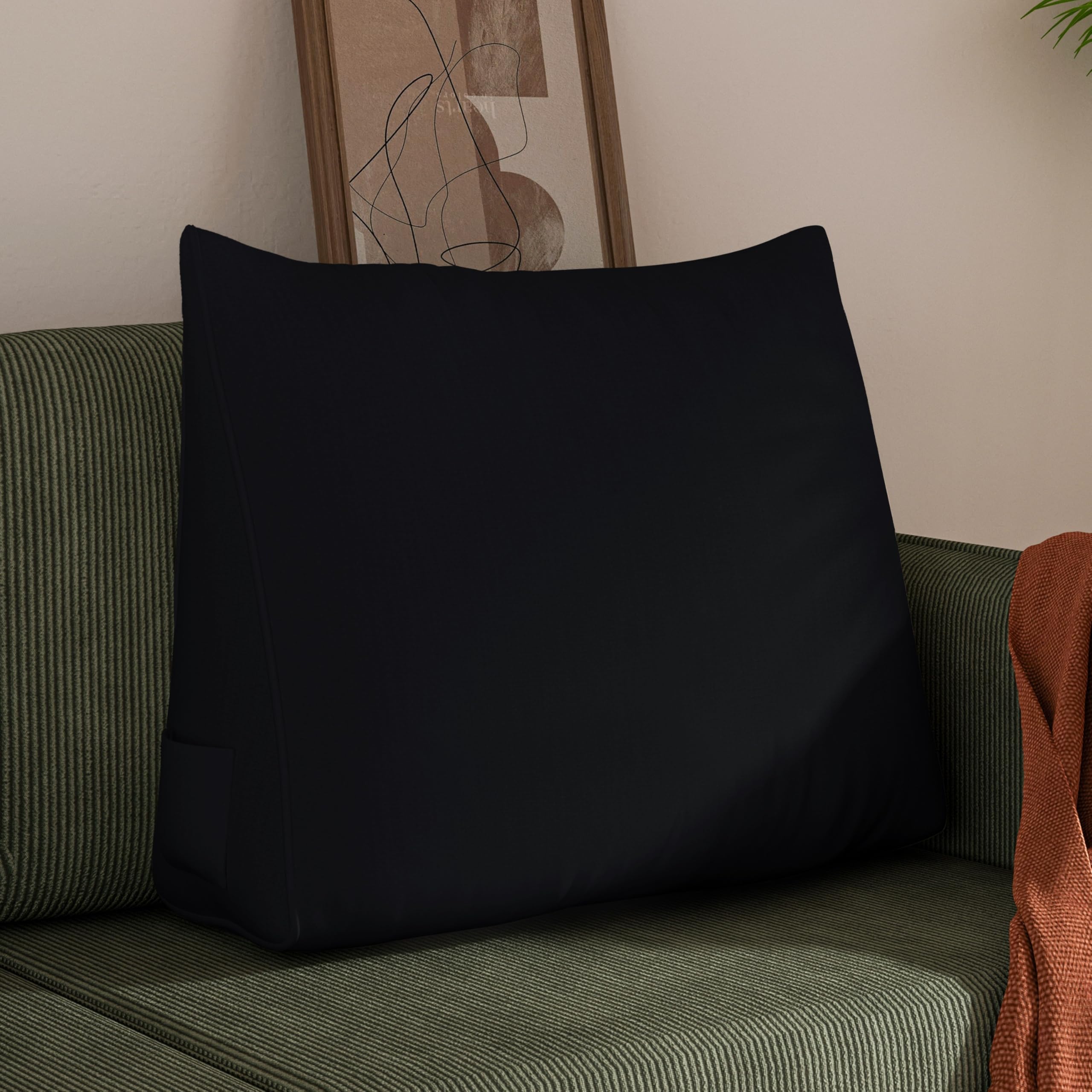 Back Pillow for Bed Sitting up-Bed Wedge Pillow Cover, (80% Cotton 20% Linen Blend)