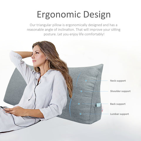 Large Pillow Positioning Wedge No Button Linen——Grey