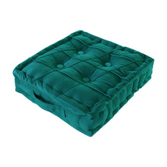 Large Thick Square Floor Cushion Velvet —Cyan