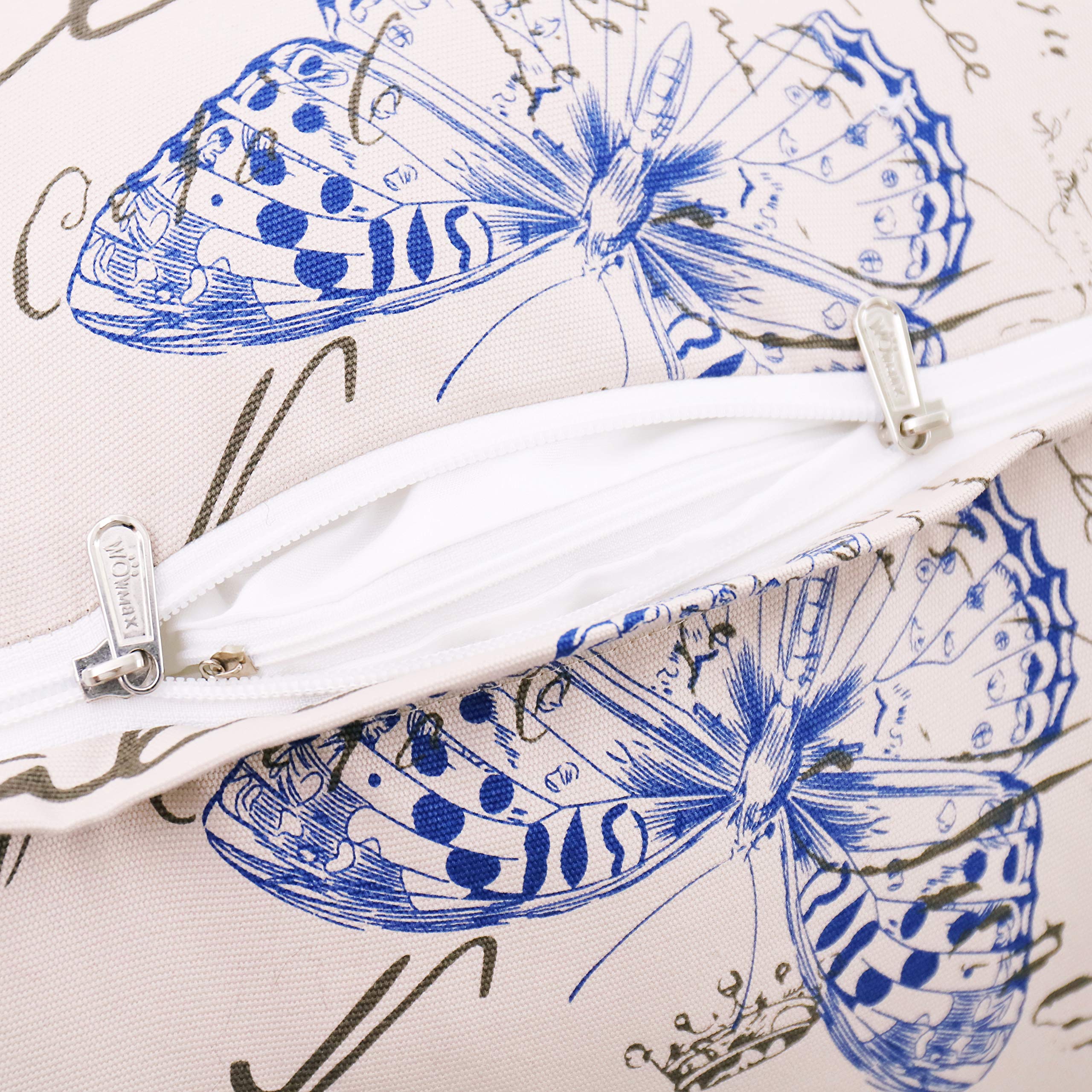 Lounge-Rückenkissen mit Tasche, 100 % Baumwolle – Blauer Schmetterling