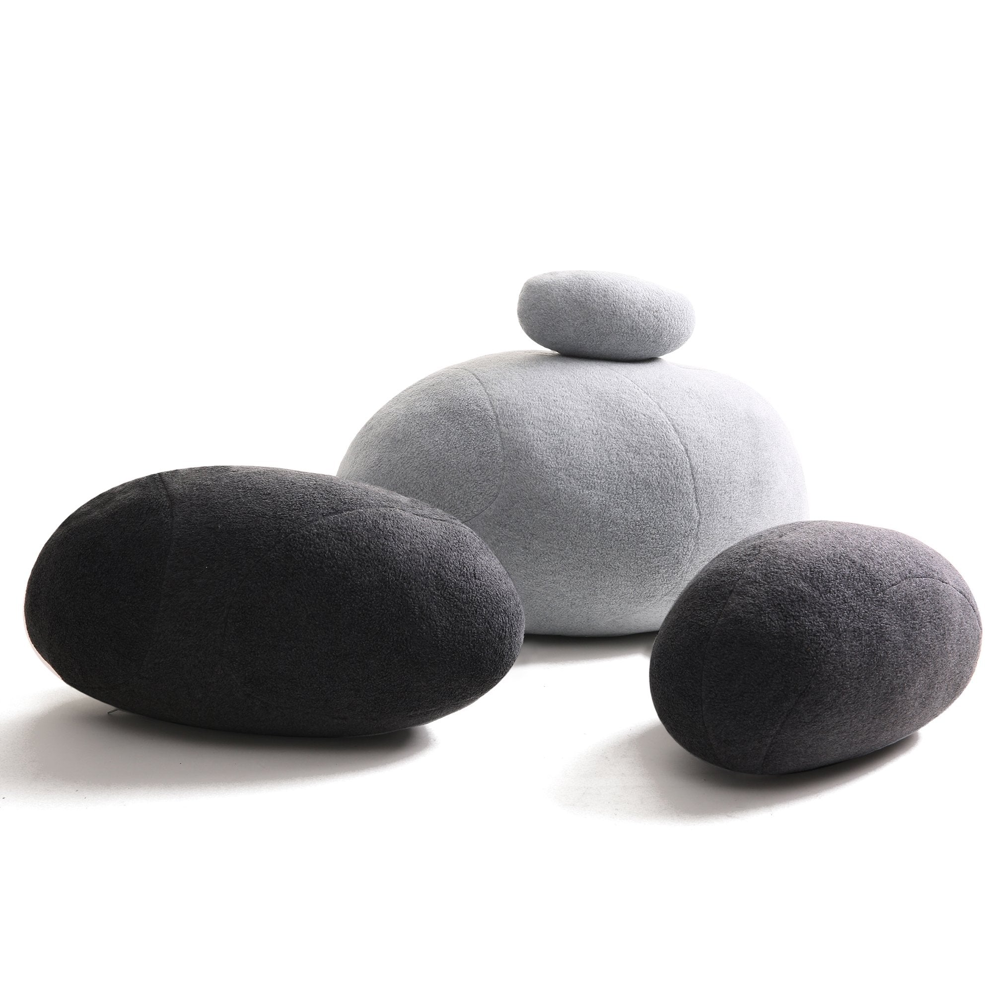 3D Stone Pillows 6 Mix Sizes —Dark Gray and Light Gray