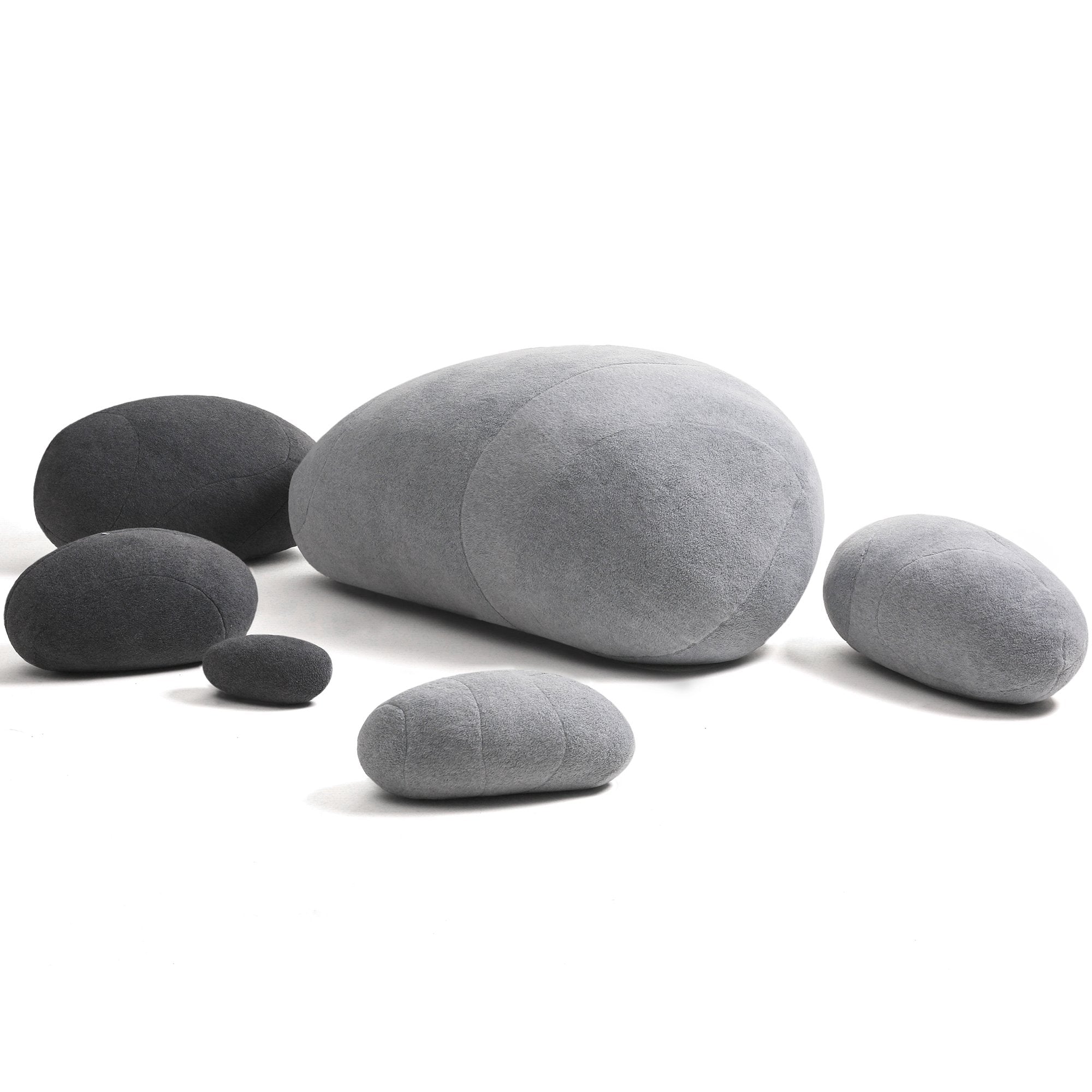 3D Living Stones Pillows 6 Mix Sizes —Light Gray and Dark Gray