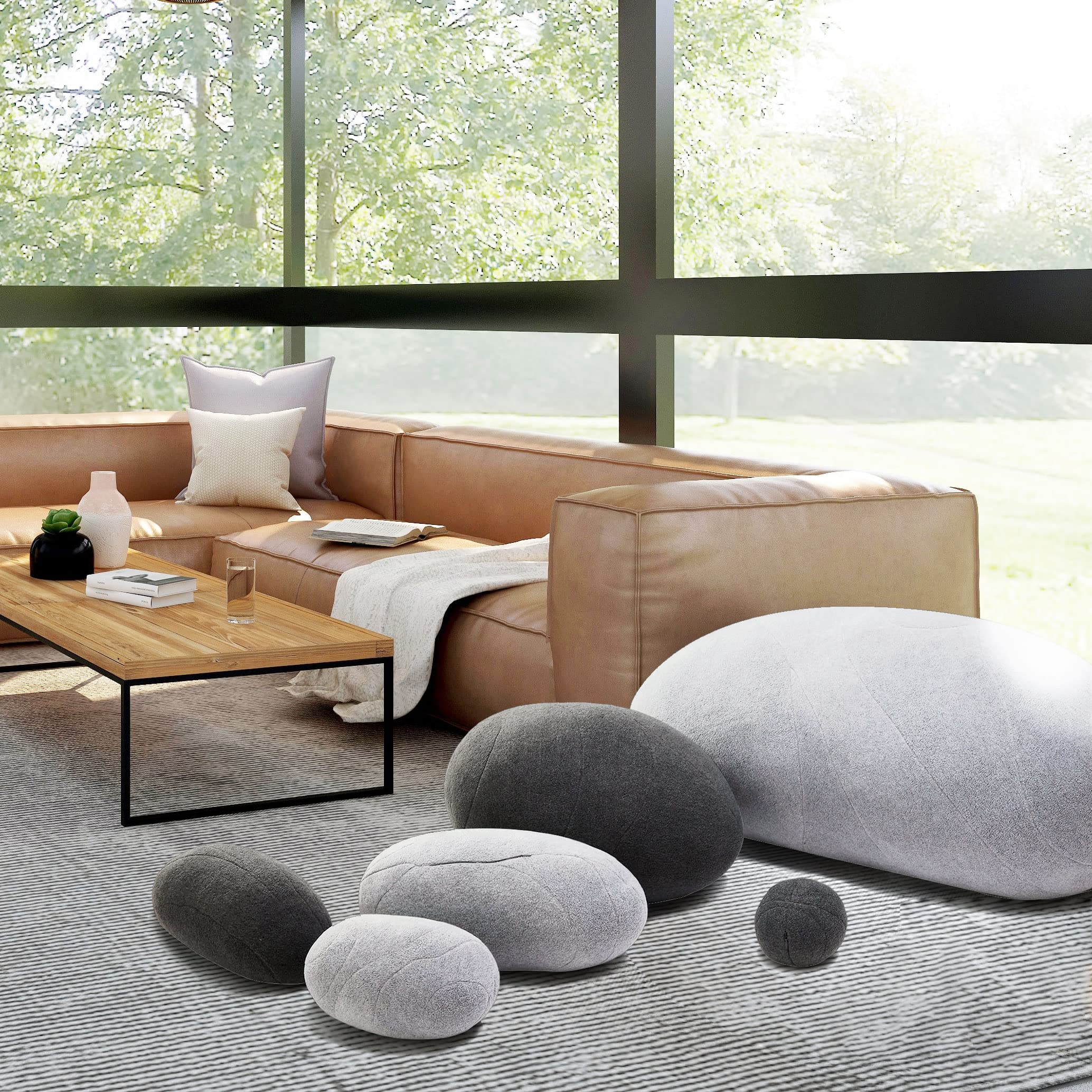 3D Living Stones Kissen 6 verschiedene Größen – Hellgrau und Dunkelgrau