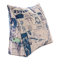 Backrest Lounge Cushion with Pocket 100% Cotton—Nautical