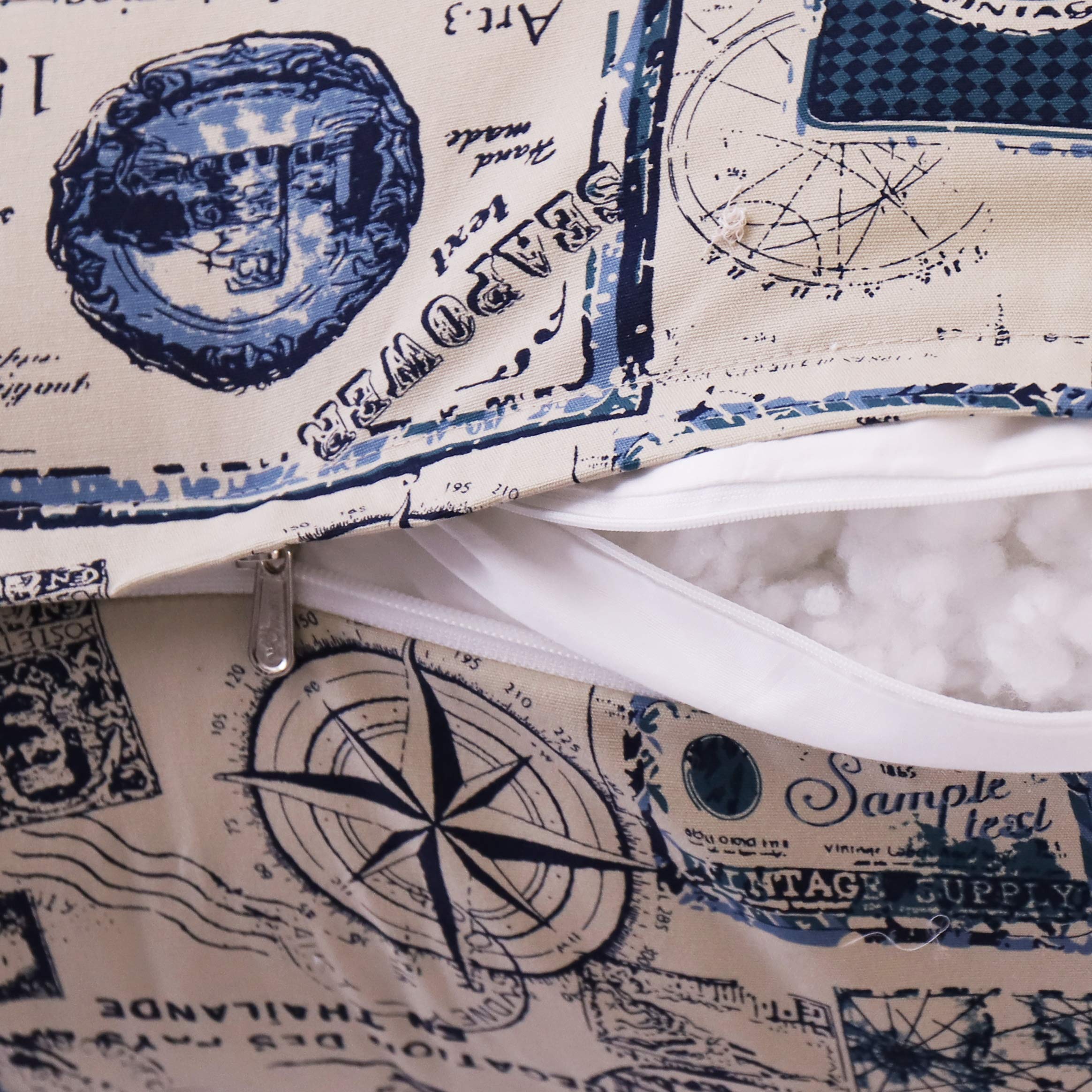 Backrest Lounge Cushion with Pocket 100% Cotton—Nautical