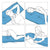 Suorakaiteen muotoinen sängynpääty, lukuvartalotyyny, selkänojaa tukeva liina – sininen