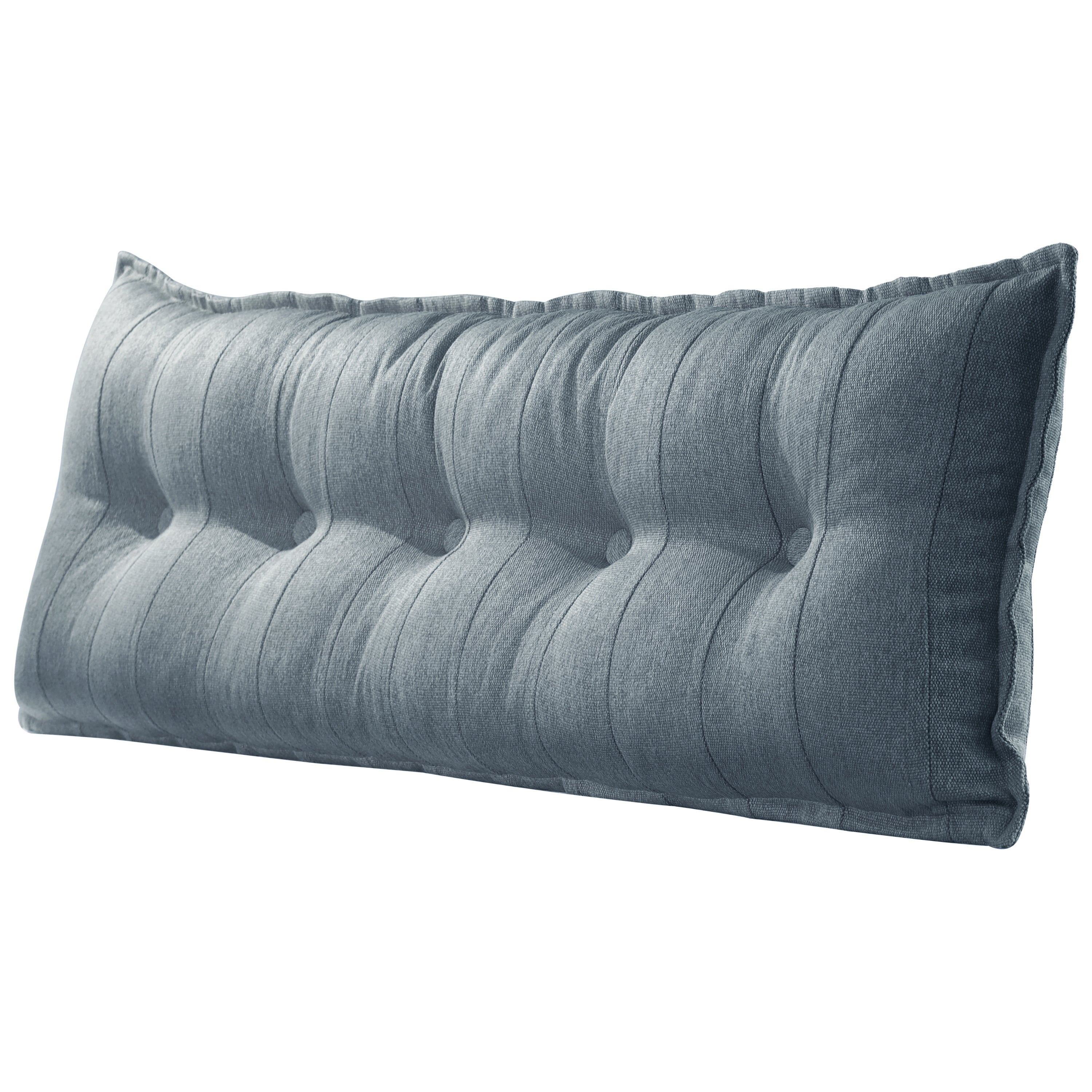 Rectangular Headboard Reading Body Pillow Linen-Gray