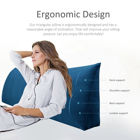 Large Pillow Positioning Wedge No Button Velvet—Deep Blue